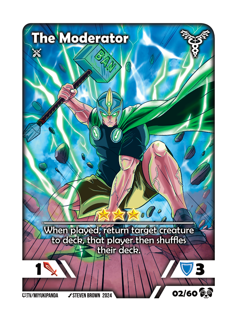 The Moderator card preview