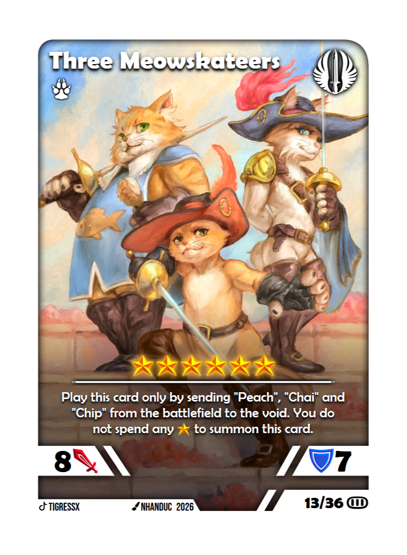 Three Meowskateers card preview